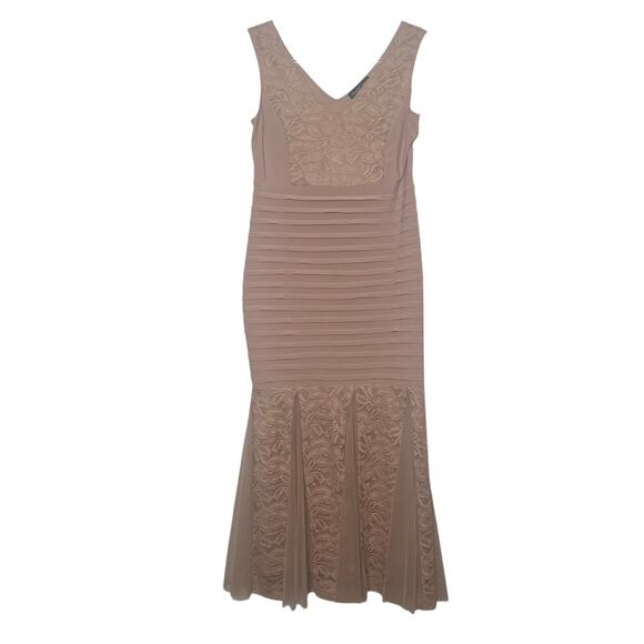 CANDALITE PETITE Sleeveless Lace Floral Evening Dress Mermaid Hem Pink Size LP - Picture 1 of 12
